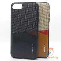    Apple iPhone 7 Plus / 8 Plus - WUW Two Tone Carbon Fiber Leather Credit Card Holder Case